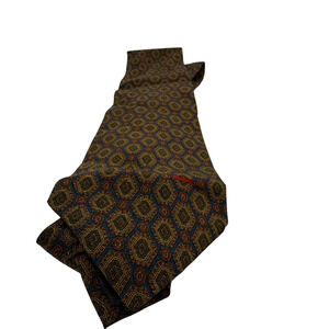 Longchamp Geometric Medallion Blue Silk Necktie